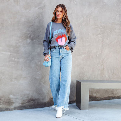 Women's Fashion Simple Tassel Straight-leg Trousers