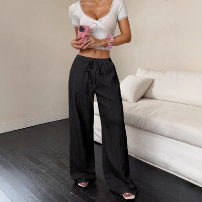 All-matching Lace-up Waist Trimming Fashion Casual Women's Trousers