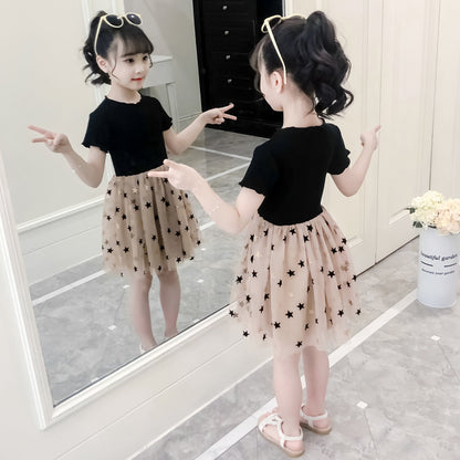 Western-style Little Girl Princess Dress Net Celebrity Children's Dress Fluffy Gauze Skirt