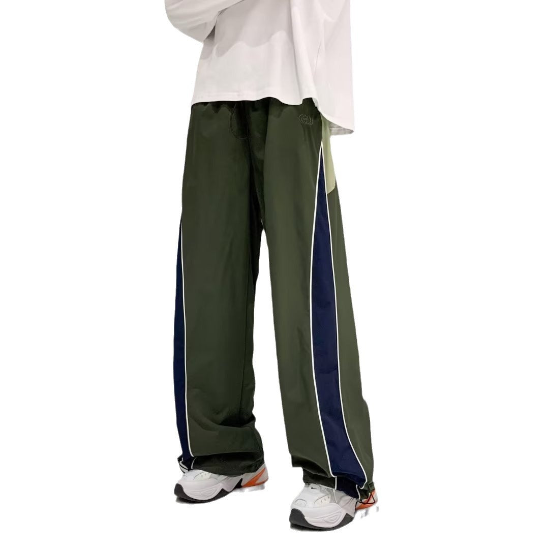 American side striped school uniform pants for men's spring and autumn