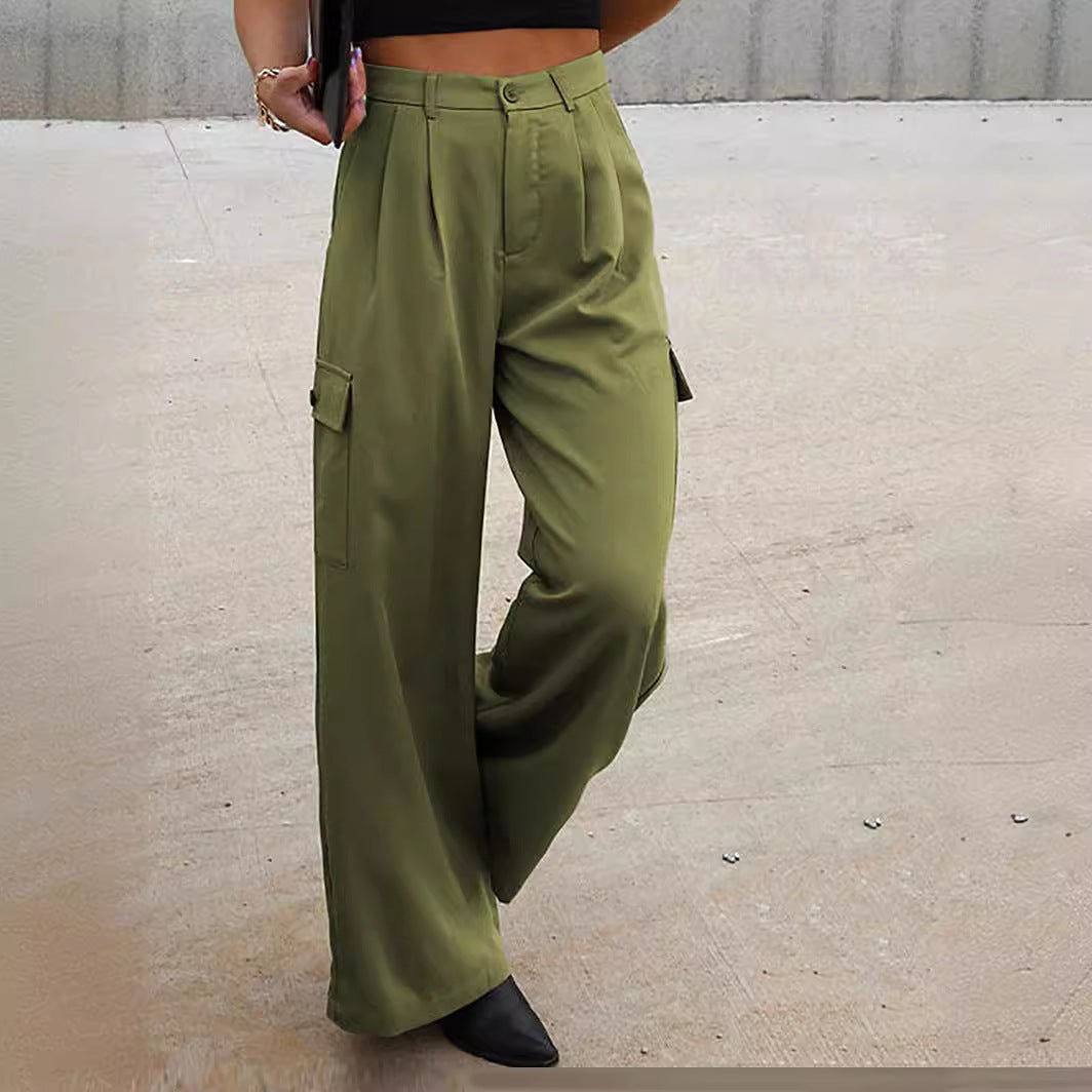 Fashion Loose Solid Color High Waist All-matching Casual Pants For Women