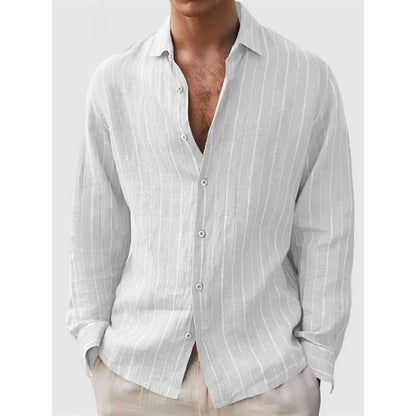 Long Sleeve Men's Shirt Striped Print