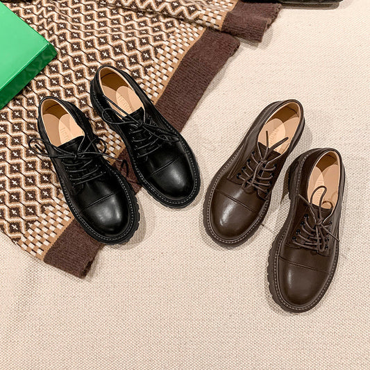 Platform Heel Platform Leather Shoes Women