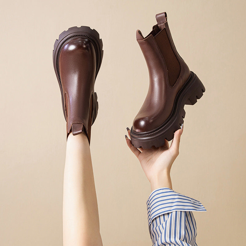 Women's Leather Thick-soled Leather Martin Boots