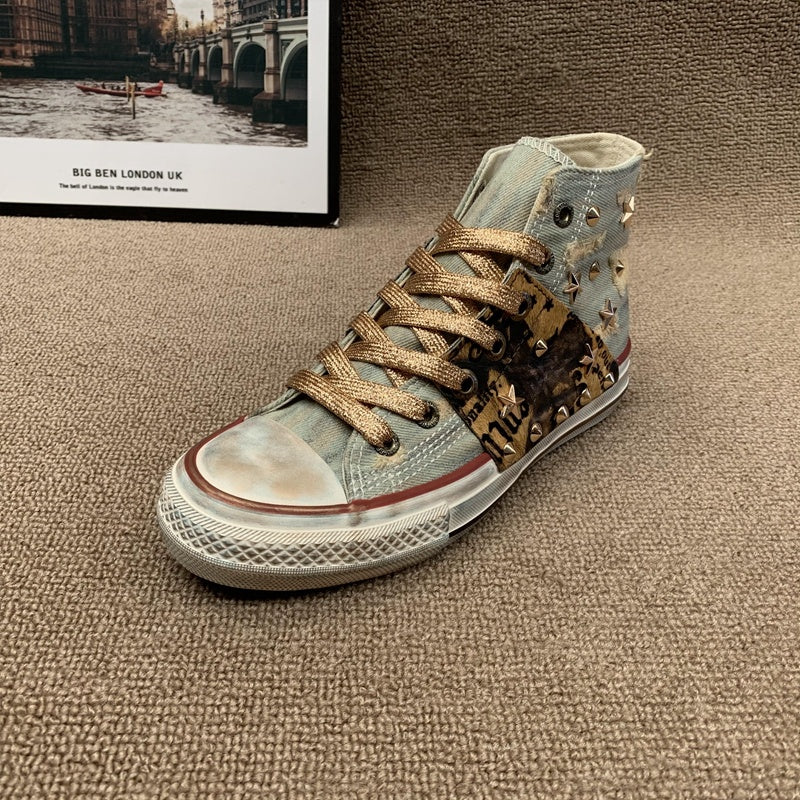 Cowboy Rivet High Top Canvas Shoes For Women