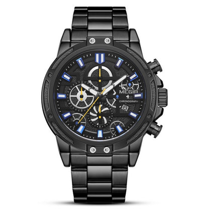 Men's Watch Sports Business Chronograph Luminous Stainless Steel Band Quartz