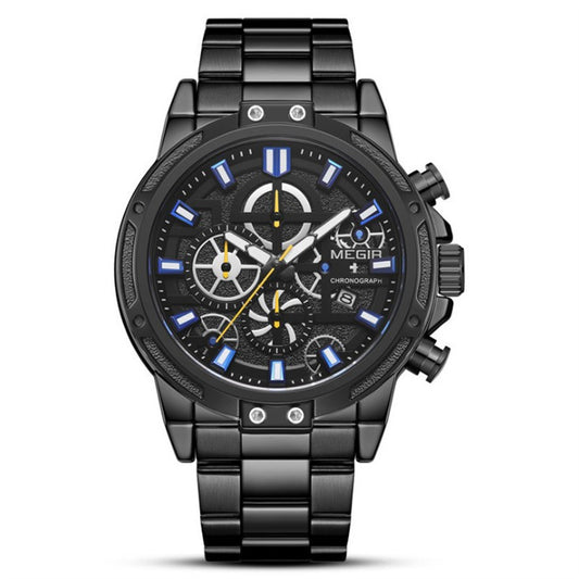 Men's Watch Sports Business Chronograph Luminous Stainless Steel Band Quartz