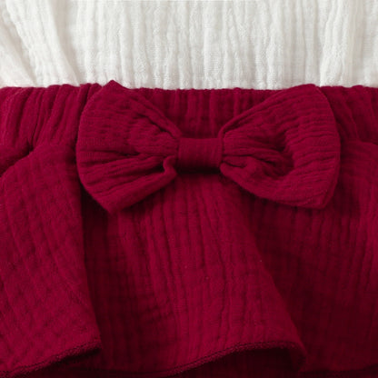 European And American Baby Girl Bow Cake Dress Fashion Patchwork Ruffled Sleeveless Fashion Dress