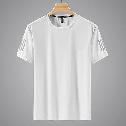 Summer Solid Color Round Neck Top Clothing Speed Sporty Simplicity Ice T-shirt Men