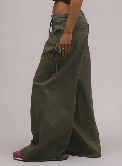 Low Waist Ruffled Adjustable Denim Women