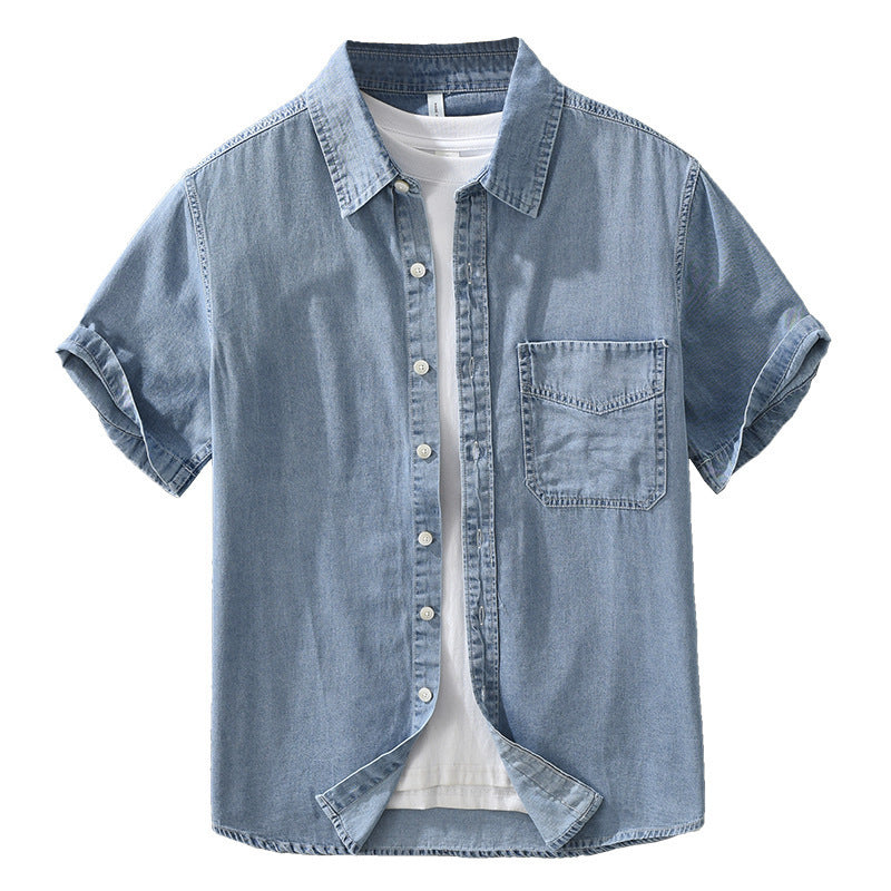 8269 Japanese-style Retro Denim Short Sleeve Shirt