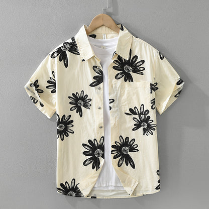 8286 Japanese Trendy Printed Short Sleeve Shirt