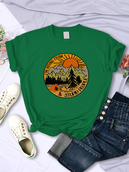 I'm Hiding From Stupid People Camping Scenery Women's Tops Hip-hop Fashion Street