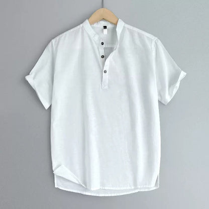 High-end Cotton And Linen Short Sleeve Men's Summer Thin