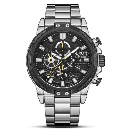 Men's Watch Sports Business Chronograph Luminous Stainless Steel Band Quartz