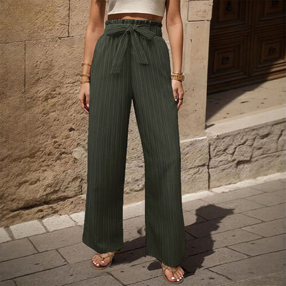 Tied Lotus Leaf Elastic Trousers