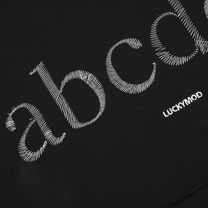 English Embroidered Letters Loose Hooded Men