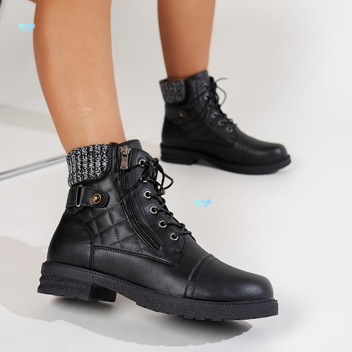 Women's Fashion Side Zipper Low Heel Ankle Boots