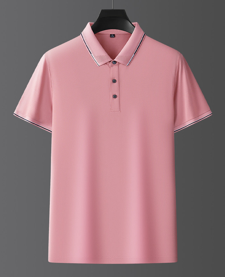 Pure Color Mulberry Silk Men's Short Sleeve