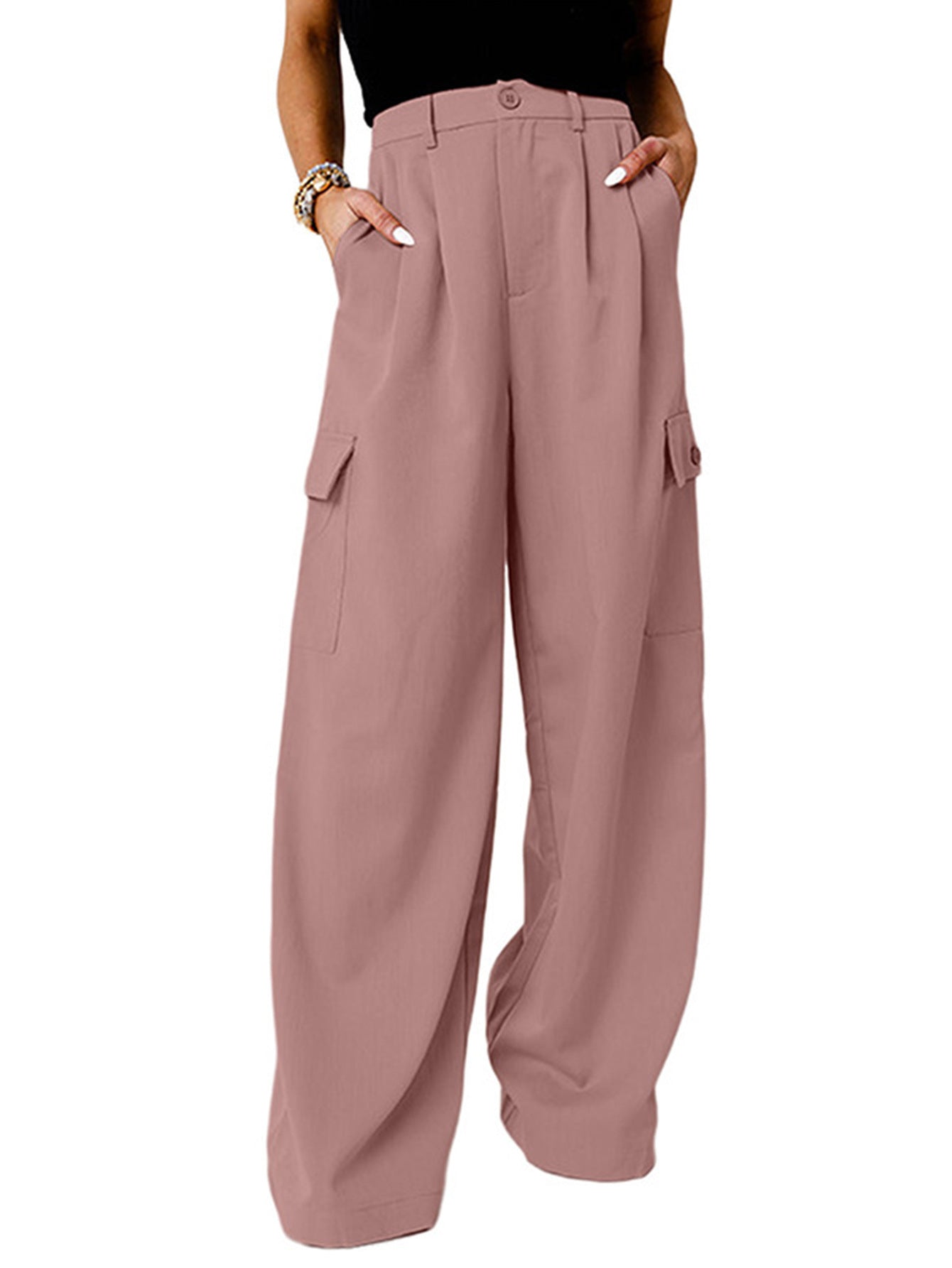 Fashion Loose Solid Color High Waist All-matching Casual Pants For Women