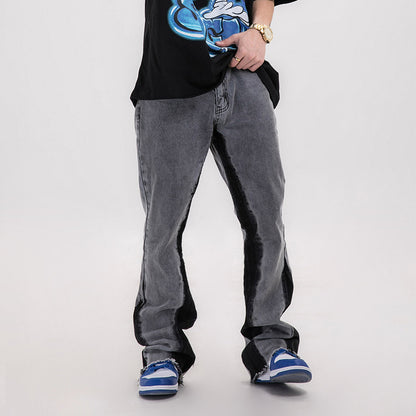 Patchwork drop jeans