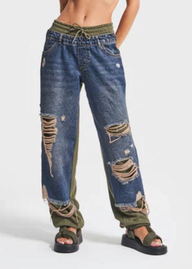 Fashion Ins European And American Street Stitching Pants