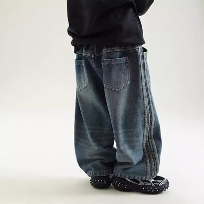 Winter Boys' New Fleece-lined Warm And Loose Jeans