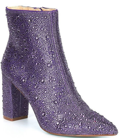 Rhinestone Pointed Toe Fashion Ankle Boots