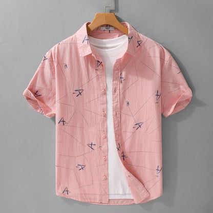 Letter Printed Simple Short Sleeve Shirt