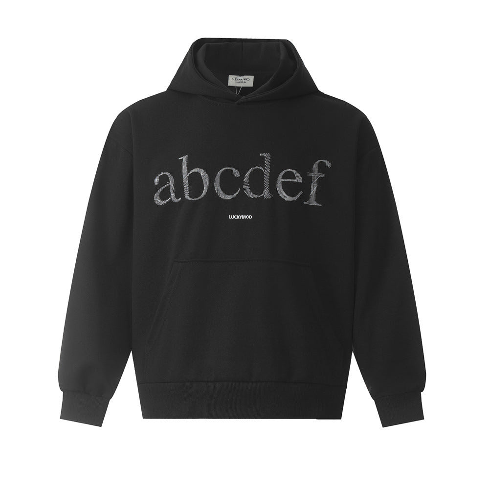 English Embroidered Letters Loose Hooded Men
