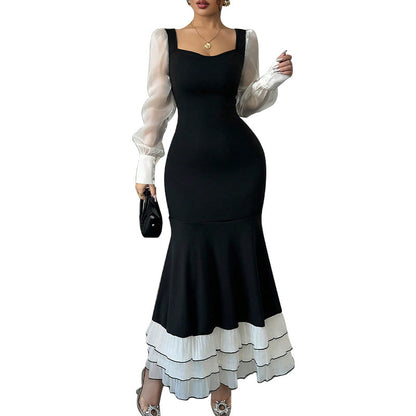 Women's Versatile European And American Style Slim Fit Long Sleeved Dress