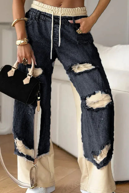 Fashion Ins European And American Street Stitching Pants