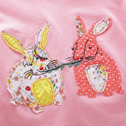 Girls Short Sleeve T-Shirt, Cotton Round Neck Bottoming Shirt, Children's Top