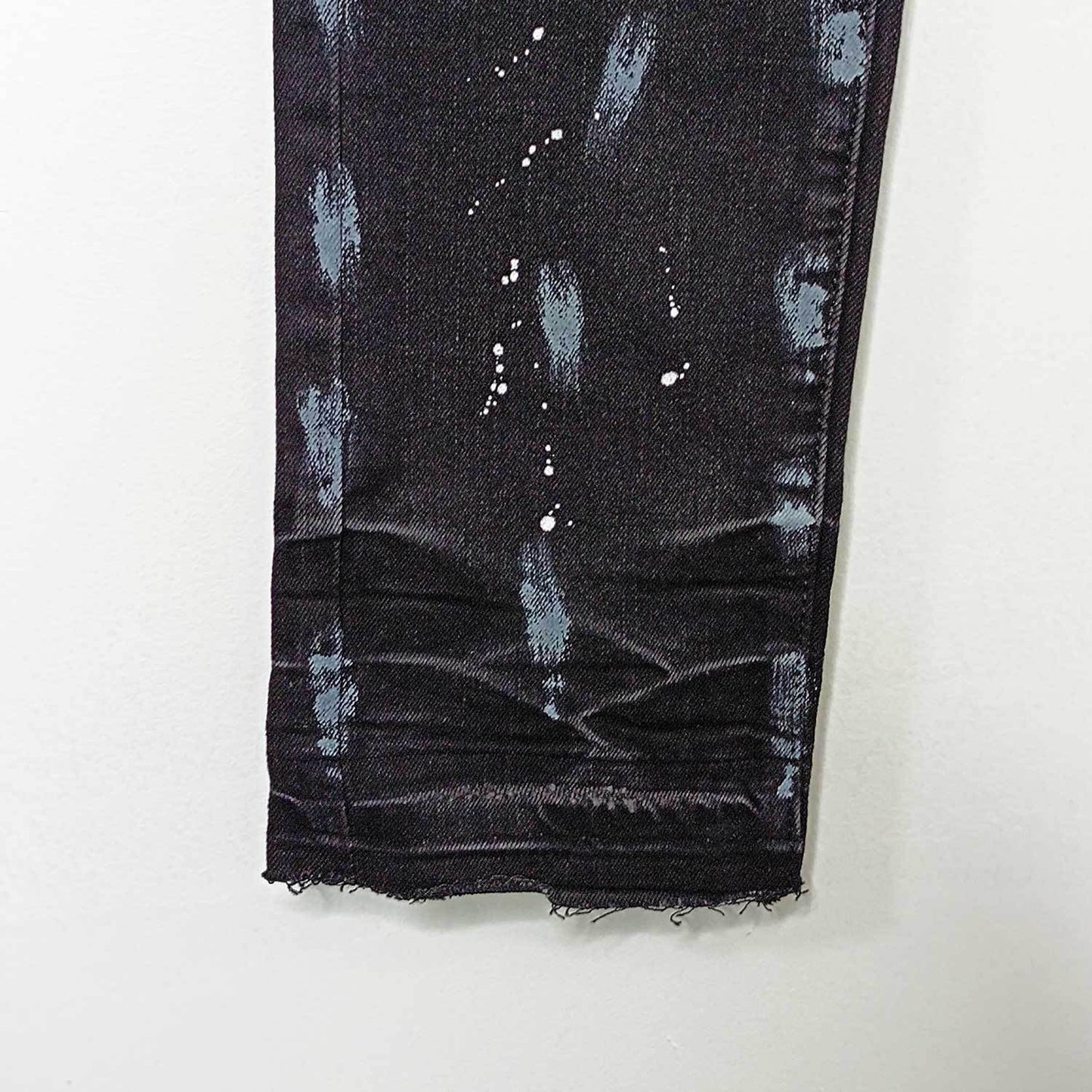 American High Street Ripped Stretch Paint Splash Straight Jeans Men