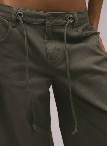 Low Waist Ruffled Adjustable Denim Women