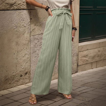 Tied Lotus Leaf Elastic Trousers