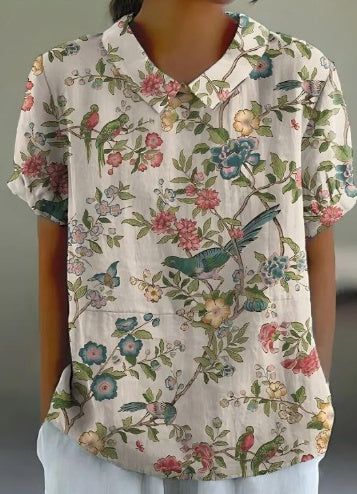 Shirt Women's Short Sleeve Creative Retro Floral