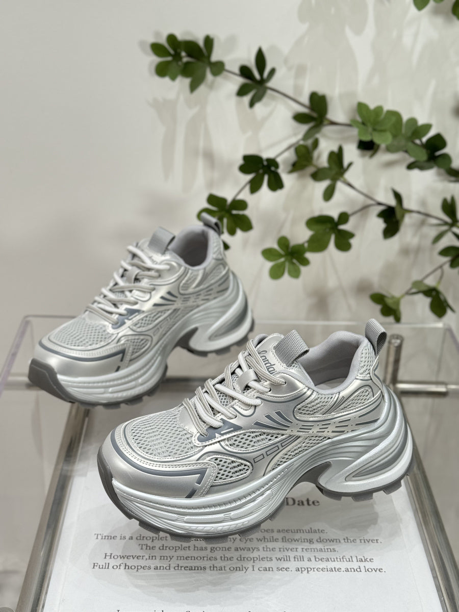 Vintage Genuine Leather Platform Dad Shoes Women