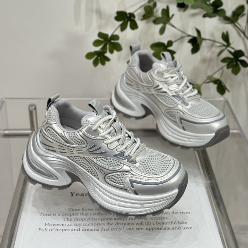 Vintage Genuine Leather Platform Dad Shoes Women