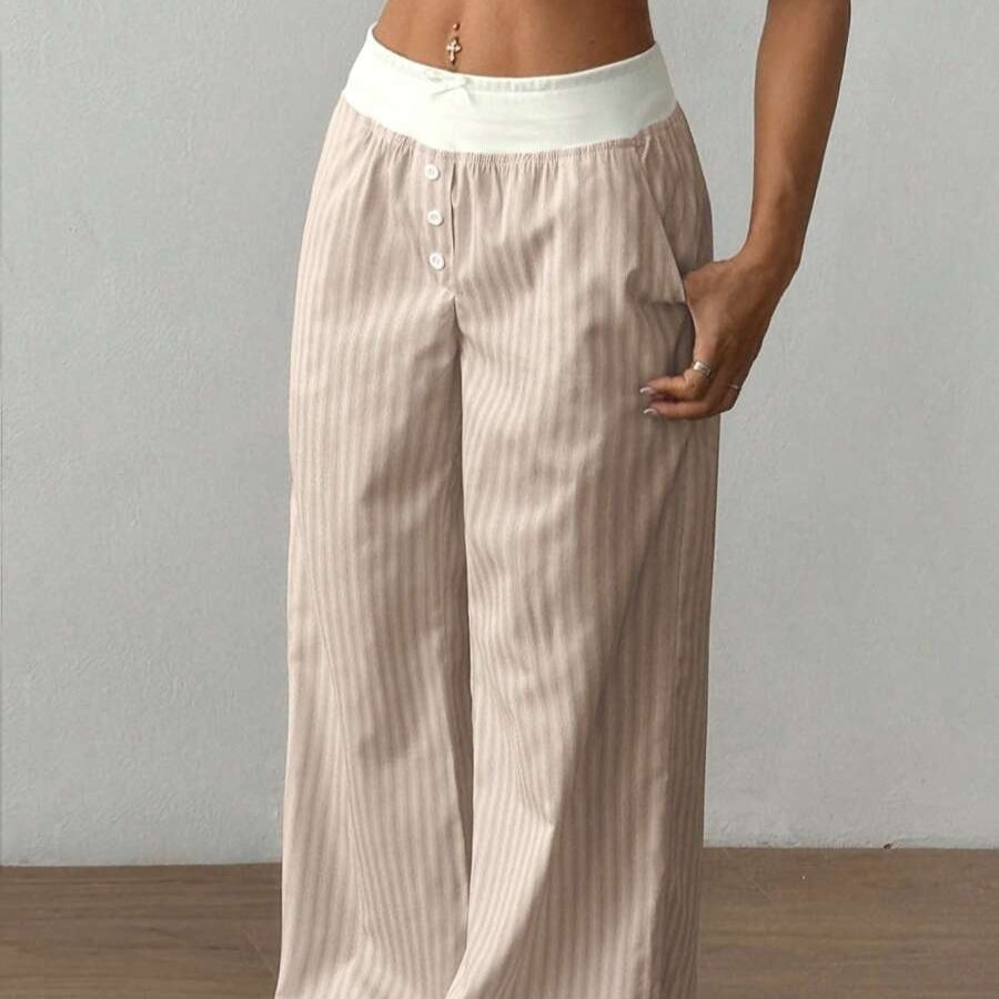 Casual Loose Striped Wide-leg Casual Pants