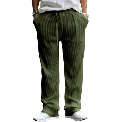 Men's Casual Trousers Loose Straight High Waist Wide Leg Pants