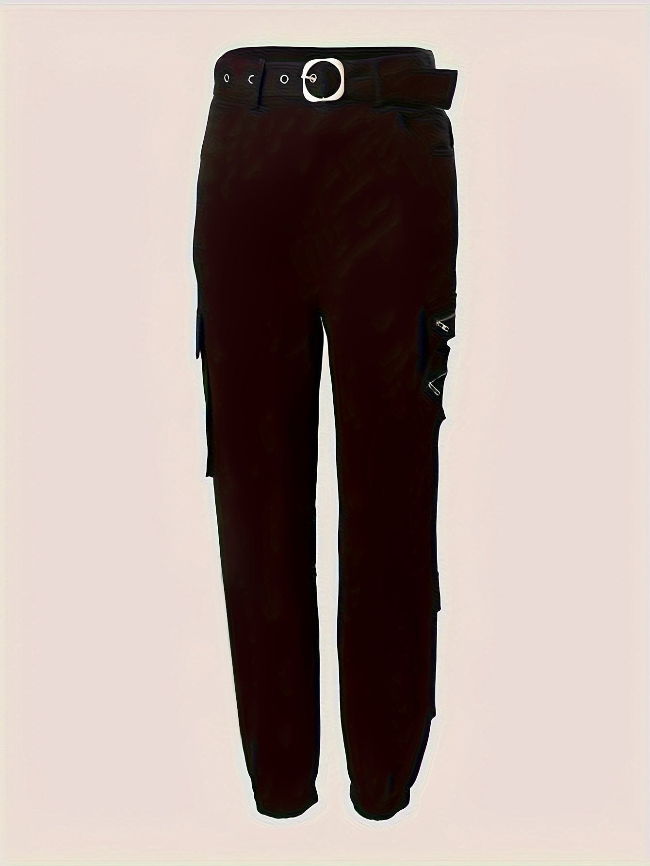 Zipper Pocket Design High Waist Tooling Pants