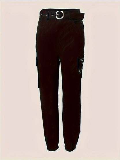 Zipper Pocket Design High Waist Tooling Pants
