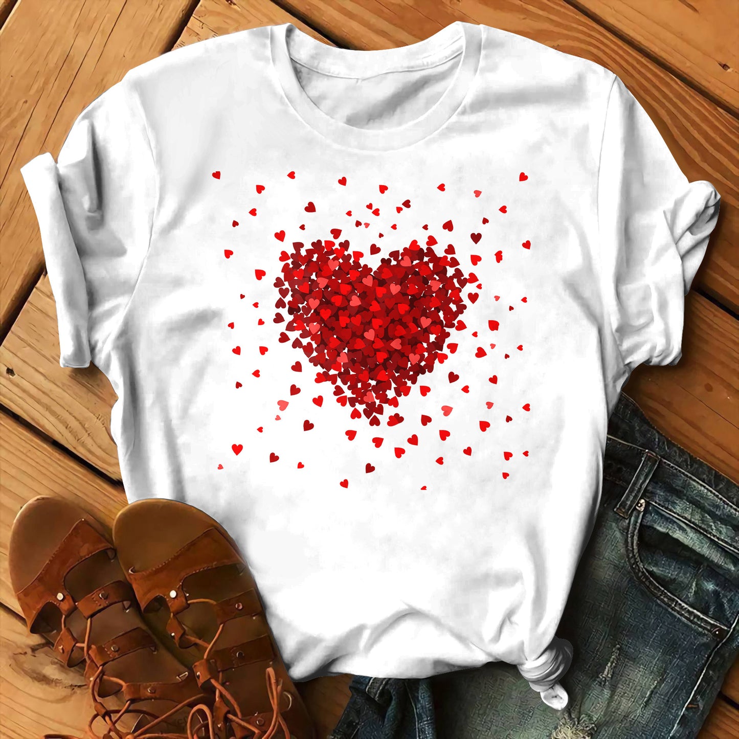 Exquisite Pattern 3D Digital Printed Round Neck Short Sleeve