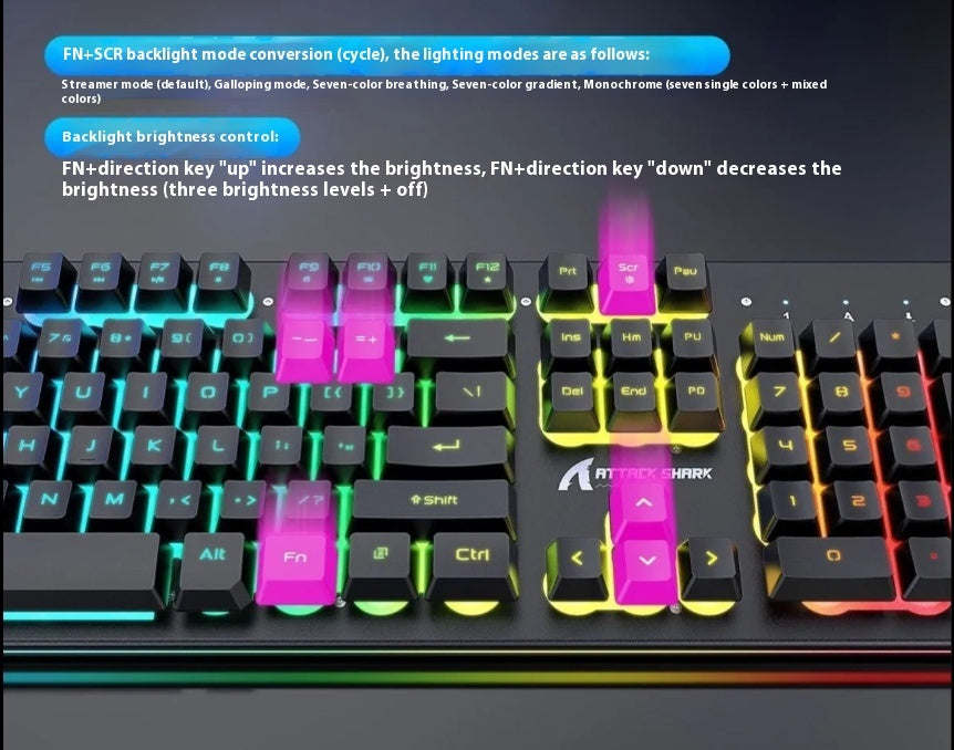 Fashionable Lighting Wireless Keyboard And Mouse Set