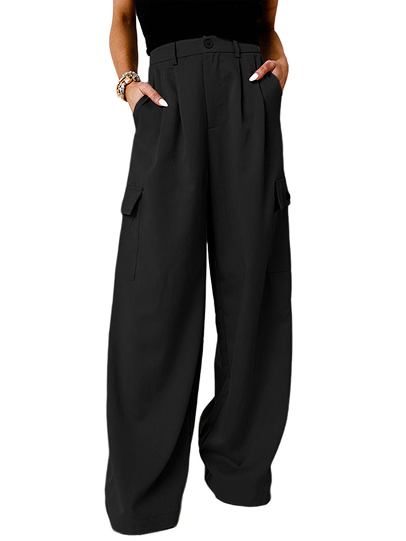 Fashion Loose Solid Color High Waist All-matching Casual Pants For Women