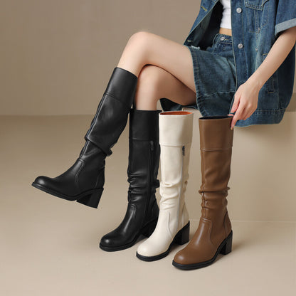 Thick Mid-heel High-top Below The Knee Women's Knight Warm Boots