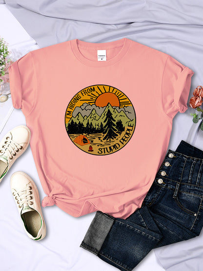 I'm Hiding From Stupid People Camping Scenery Women's Tops Hip-hop Fashion Street