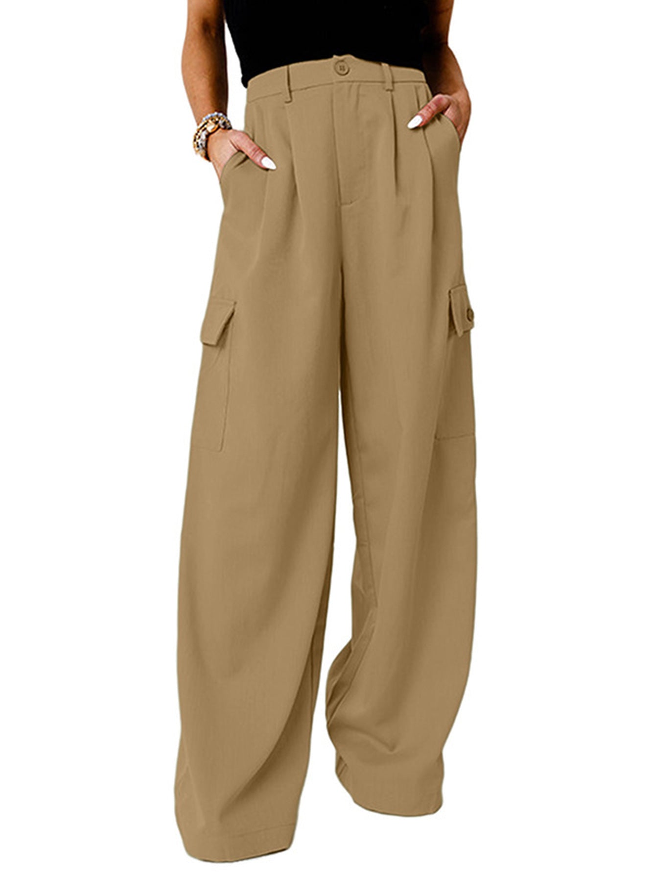 Fashion Loose Solid Color High Waist All-matching Casual Pants For Women