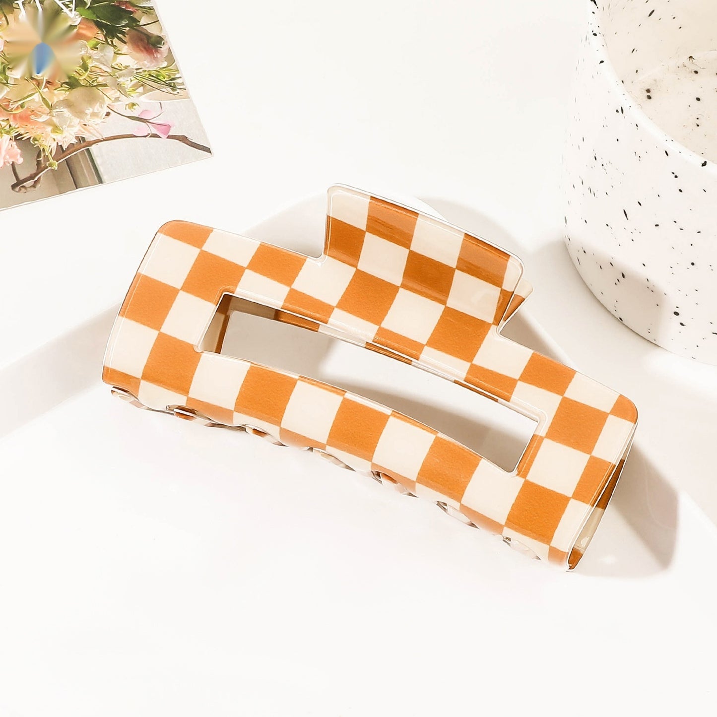 Checkerboard Square Acrylic Hairpin